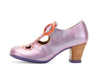 John Fluevog Lise - Purple Iridescent | Vintage-Style T-Strap Heels