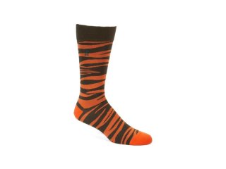 John Fluevog Sargent Vog Socks - Orange/Green | Zebra pattern sock