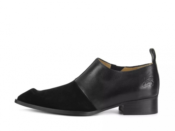 John Fluevog Sharise - Black | Sharp Slip-On Shoes