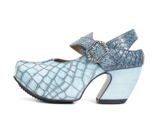 John Fluevog Generator - Blue Croc | Platform Slingback Heels
