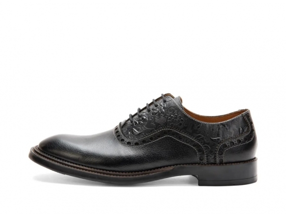 John Fluevog Manager - Black Emboss | Classy Brogue Shoes