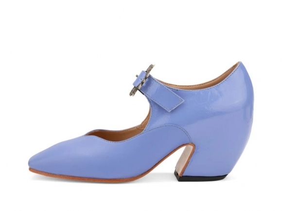 John Fluevog Bev - Blue Emboss | Mary Jane Heels