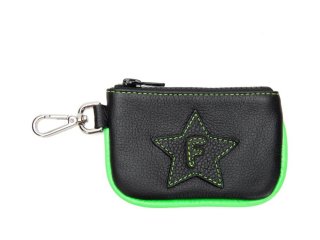 John Fluevog Wobble - Black/Green | Zippered Pouch With Clip