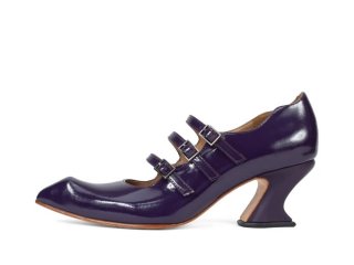 John Fluevog Bach - Dark Purple | Triple-Strap Mary Jane Heels