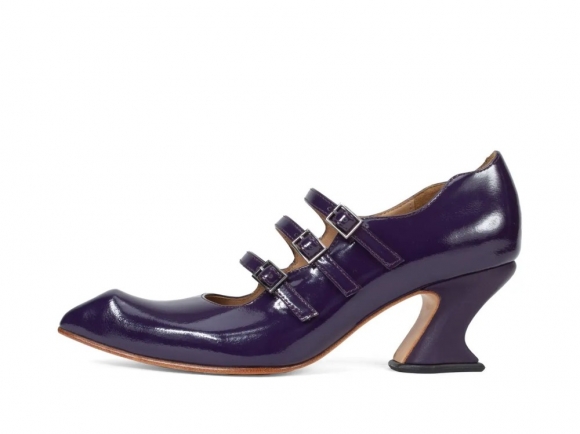 John Fluevog Bach - Dark Purple | Triple-Strap Mary Jane Heels