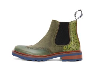 John Fluevog Zedkiel - Green Navy | Brogue Chelsea Boots