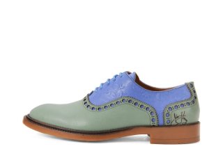 John Fluevog Manager - Blue/Sage | Classy Brogue Shoes