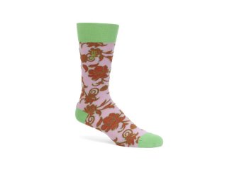 John Fluevog Xay Xay Vog Socks - Lavender/Green | Floral sock