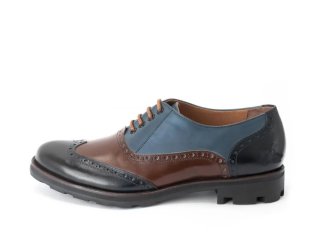 John Fluevog Andrew - Blue/Brown | Wingtip Brogue Shoes
