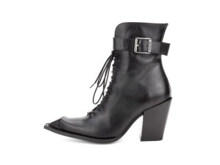 John Fluevog Cubist Cupcake - Black | Lace-Up Ankle Boots with a Buckle