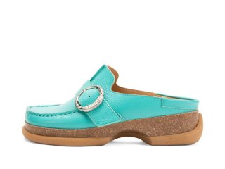 John Fluevog Linn - Turquoise | Mules with Stitching