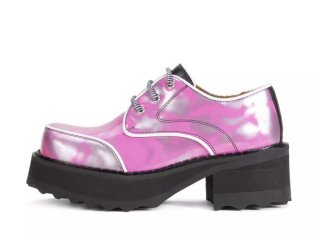 John Fluevog Yrsa - Metallic Silver/Pink | Leather Platform Shoes