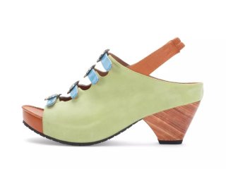 John Fluevog Lexi - Green/Light Blue/Brown | Multi-Buckle Slingback Shoes