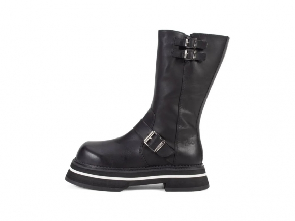 John Fluevog FV2 - Black | Vintage-Style Boots with Buckles