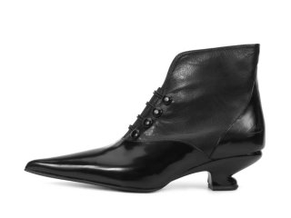 John Fluevog Greta - Black | Sleek Slip-On Booties