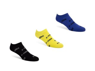 John Fluevog Xay-Ha Vog Socks (3-Pack) - Black/Yellow/Blue | 3-Pack No-Show Sock