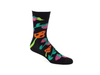John Fluevog Neko Vog Socks - Black/Multi | Strawberry and mushroom sock