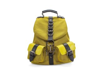 John Fluevog Punk Love Mandy - Yellow Mesh | Backpack with metal rings