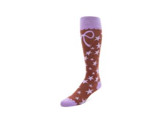 John Fluevog Zeta - Brown/Purple | Knee-High Socks With Bow Design