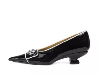 John Fluevog Naura - Black | Elegant Pumps with a Button