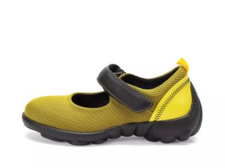 John Fluevog Pilot - Yellow Vegan | Vegan Mary Janes with Mesh and Velcro