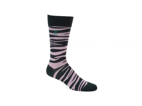 John Fluevog Sargent Vog Socks - Green/Pink | Zebra pattern sock