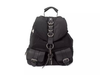 John Fluevog Punk Love Mandy - Black Nylon | Backpack with metal rings