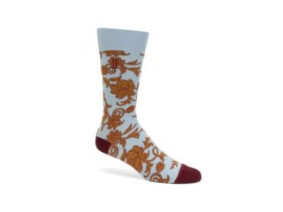John Fluevog Xay Xay Vog Socks - Light Blue/Brown | Floral sock