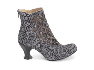 John Fluevog Murillo - Grey Paisley | Diamond-Perforated Boots
