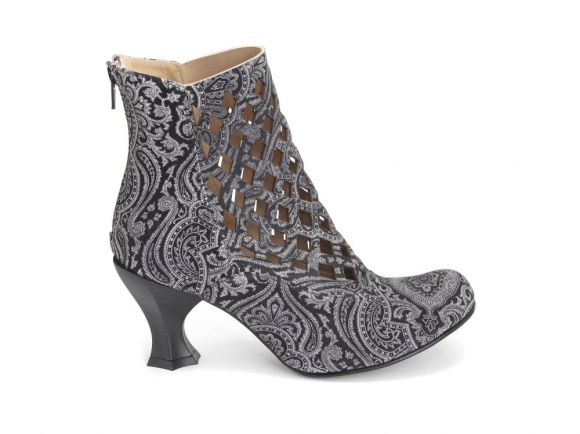 John Fluevog Murillo - Grey Paisley | Diamond-Perforated Boots