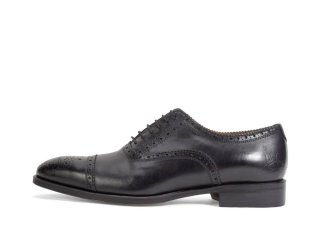 John Fluevog Brandenburg - Black with black stitching | Classic Brogue Shoes