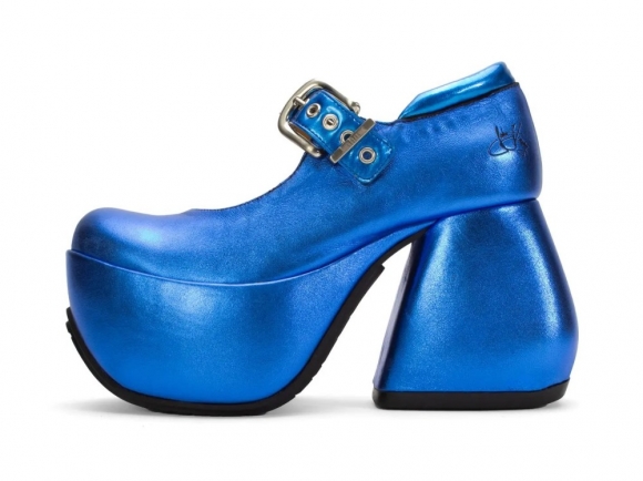 John Fluevog Kool - Blue Metallic | Platform Mary Jane Heels
