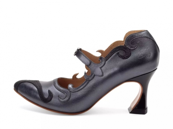 John Fluevog Emmeline - Black | Mary Jane Heels with Appliqué