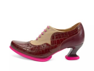 John Fluevog Hatha - Brown/Pink | Lace-Up Heels with Mesh