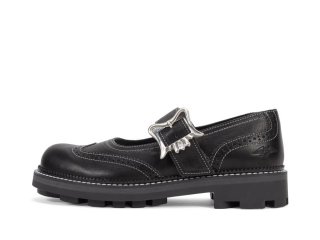 John Fluevog Gillian - Black | Brogue Mary Janes with Buckles