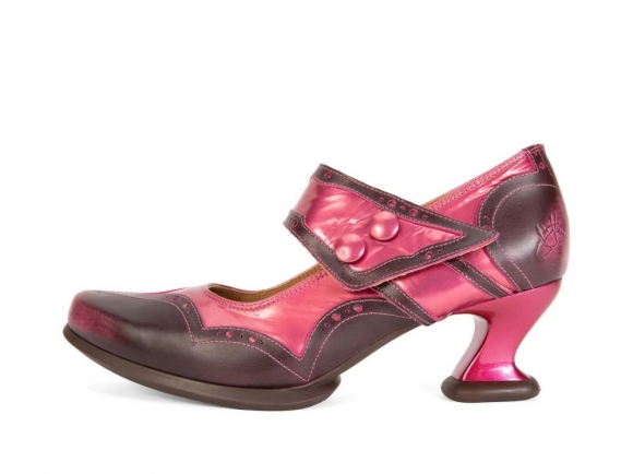 John Fluevog Dorothea - Pink/Brown | Brogue Mary Janes with Flared Strap