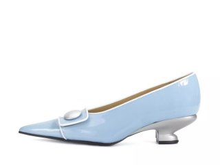 John Fluevog Naura - Blue | Elegant Pumps with a Button