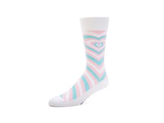 John Fluevog Baobao Vog Socks - White/Pink | Radiating Heart Socks
