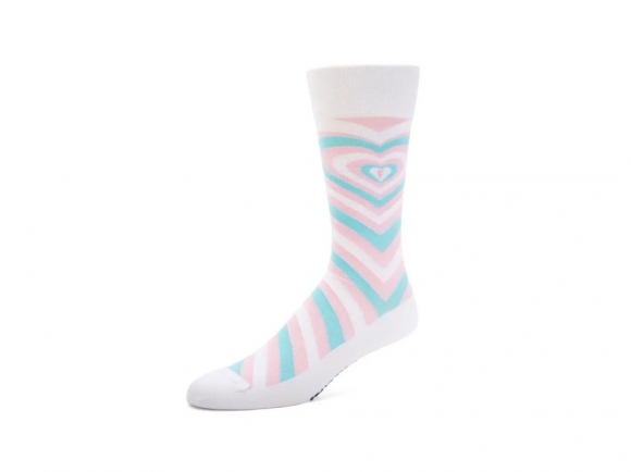 John Fluevog Baobao Vog Socks - White/Pink | Radiating Heart Socks