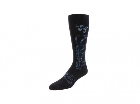 John Fluevog Indy Vog Socks - Black/Blue | Western Boot Knee-High Socks