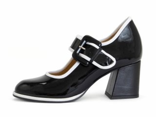 John Fluevog Cumulus - Black/White | Contrast Mary Jane Shoes