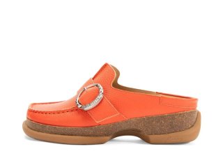 John Fluevog Linn - Orange | Mules with Stitching