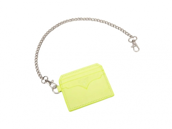 John Fluevog Chain Bobsie Cardholder - Neon Yellow | Cardholder with removable chain