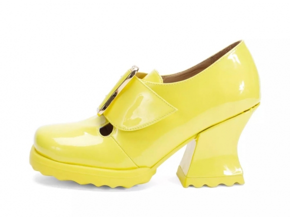 John Fluevog Sosta - Yellow | Mary Jane Heels with a Buckle