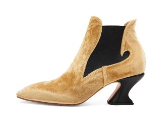 John Fluevog Baroness - Gold Velvet | Square-Toe Chelsea Boots