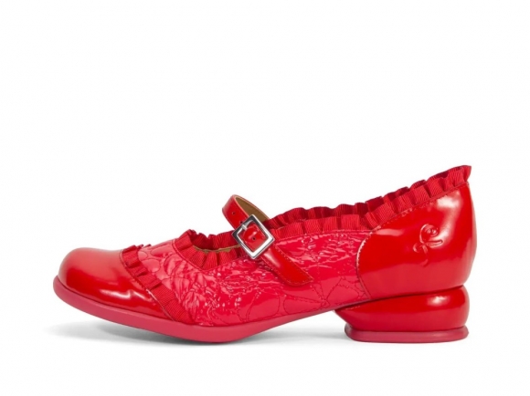 John Fluevog Sandz - Red | Mary Janes shoes with Ruffles