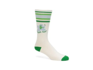 John Fluevog Anchor - Off White/Green | Graphic varsity sock