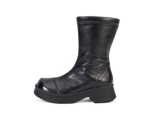 John Fluevog Chime - Black | Sleek Mid-Calf Zip-Up Boots
