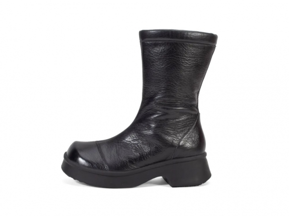 John Fluevog Chime - Black | Sleek Mid-Calf Zip-Up Boots