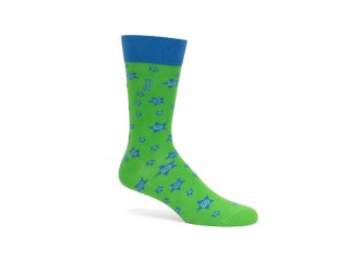 John Fluevog Potato Vog Socks - Green/Blue | Star swirl sock